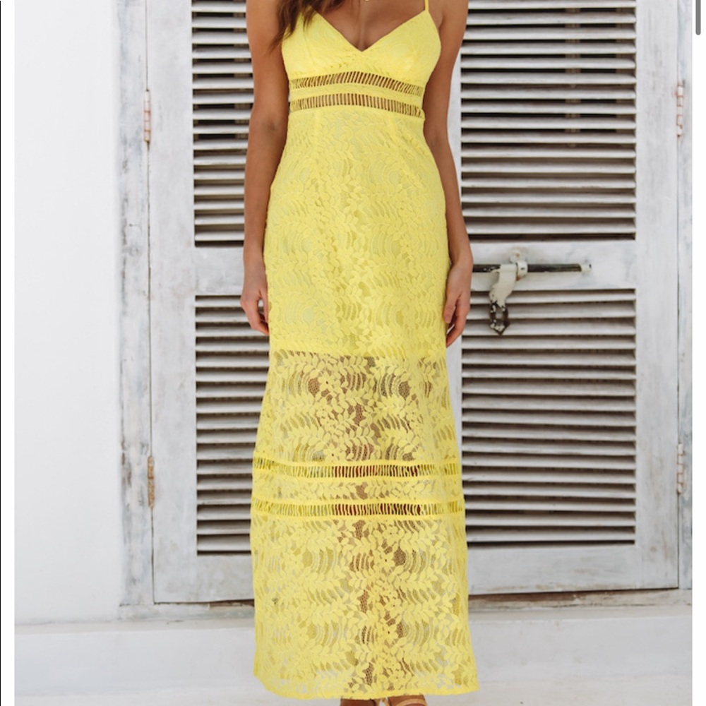 Yellow Lace Detailing Prom Dress from Hello Molly
